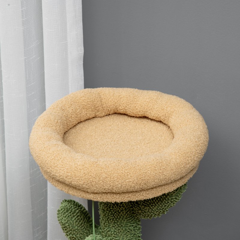 PawHut Cat Tree, 72cm Cat Scratching Post with Bed, Kitty Activity Centre, Cat Climbing Tower with Ball Toy Curved Scratching Pad, Brown