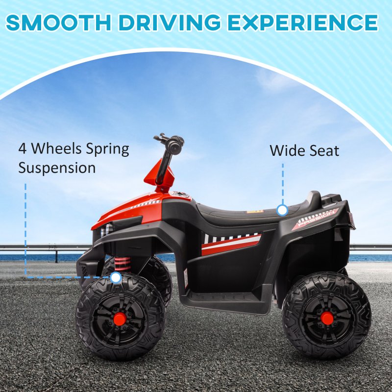 AIYAPLAY Kids Quadbike, 12V Electric Ride on ATV with 4 Wheels Spring Suspension, LED Light, Music, MP3, 5KM/H Battery Powered, for Ages 3-5 Years, White