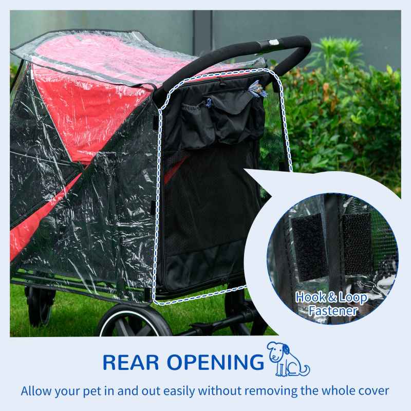 PawHut Dog Stroller Rain Cover, Cover for Dog Pram Stroller, Buggy for Large, Medium Dogs w/ Rear Entry