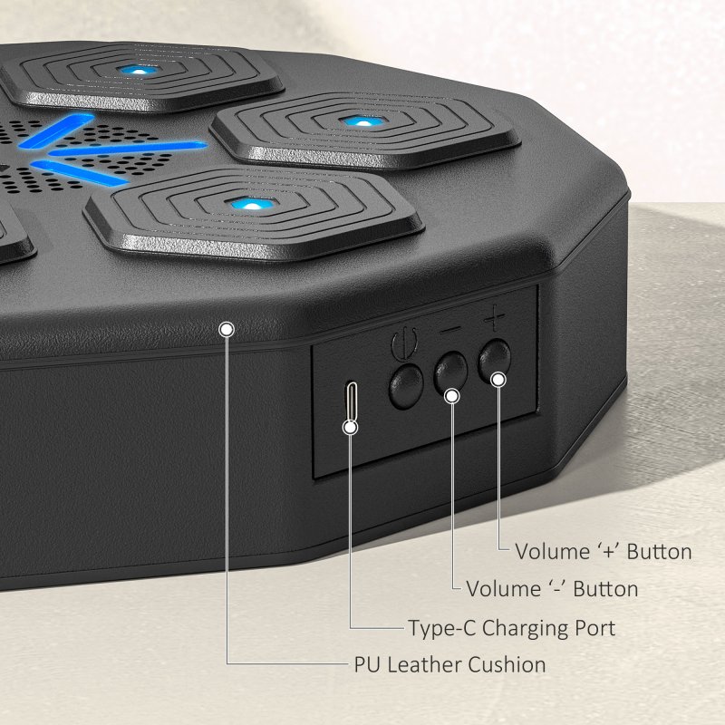 SPORTNOW Music Boxing Machine with Bluetooth Connection, LED Light Smart Music Boxing Machine Wall Mounted for Punching Beat Boxing Training Stress Relief