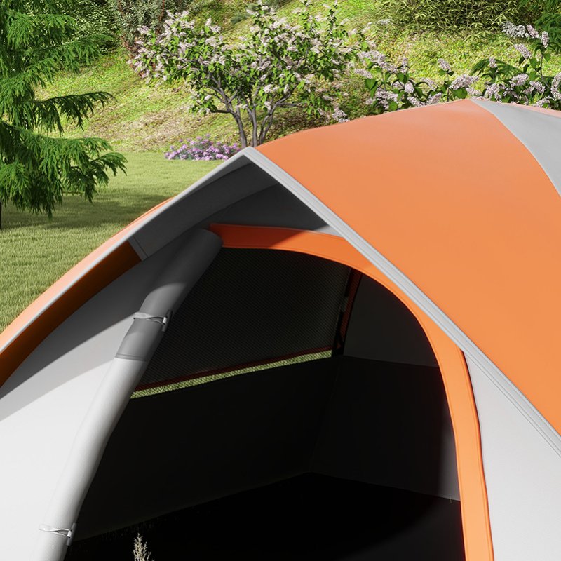 Outsunny Camping Tent, 2 Man Dome Tent, 3000mm Waterproof, with Sewn-in Groundsheet, Carry Bag and Top Hook, for Fishing Hiking Festival, Grey and Orange