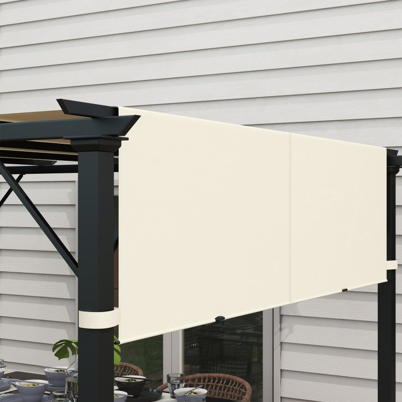 Outsunny 2 PCS Pergola Canopy Replacement, 4.9 x 1.2m UV Protection Pergola Cover, Easy to Install, for 3 x 3(m) Pergola, Cream White