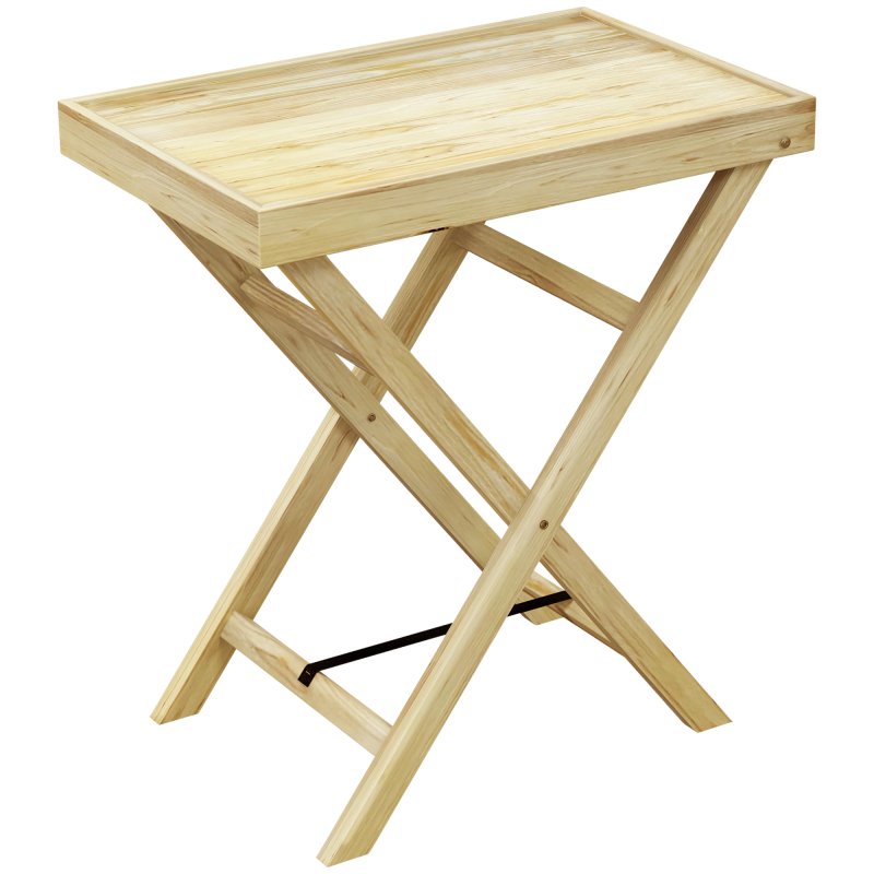 Outsunny Garden Side Table, Outdoor Wooden Coffee Table, Rectangular End Table for Patio, Balcony, 68 x 44 x 75cm, Natural