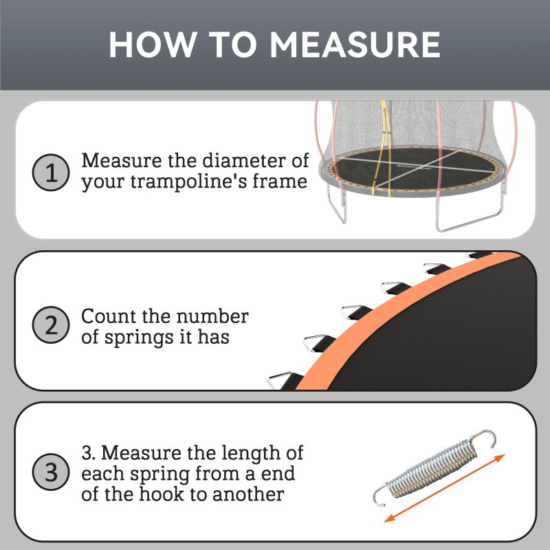 SPORTNOW Trampoline Replacement Mat with Eight Rows of Stitching, Spring Pull Tool, 42 V-Hooks, for 8ft Trampoline, Using 14cm Springs, Trampoline Jumping Mat, Orange
