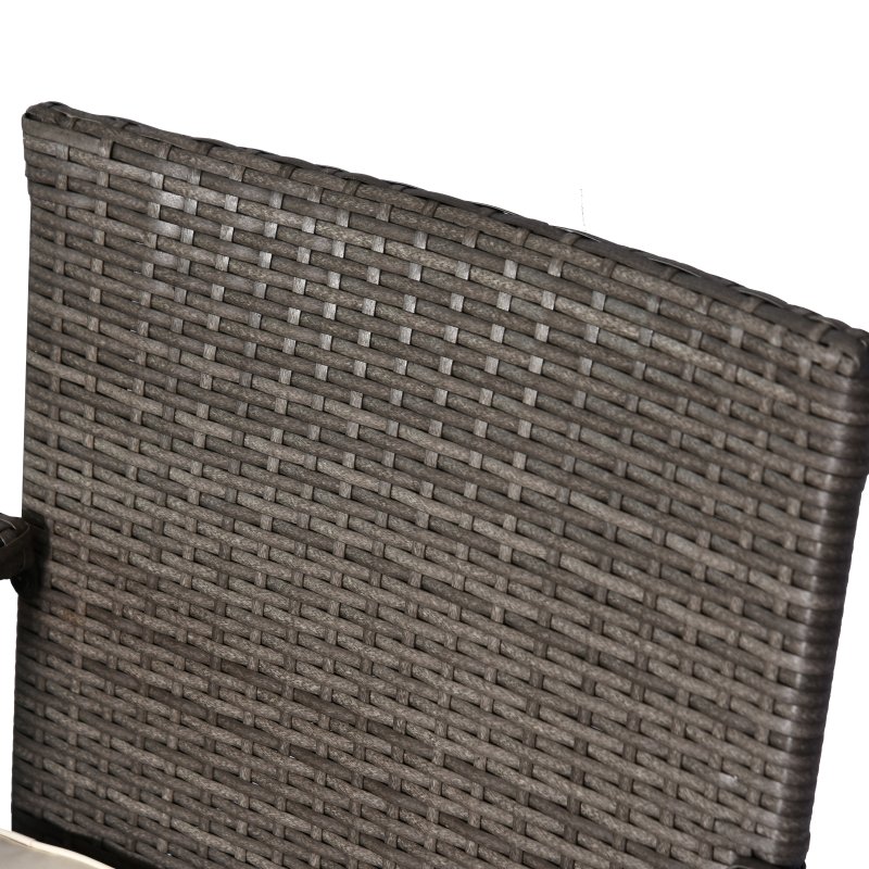 Outsunny 2 Seater Rattan Campanion Chair Wicker Loveseat Outdoor Patio Armchair with Drink Table Garden Furniture - Grey