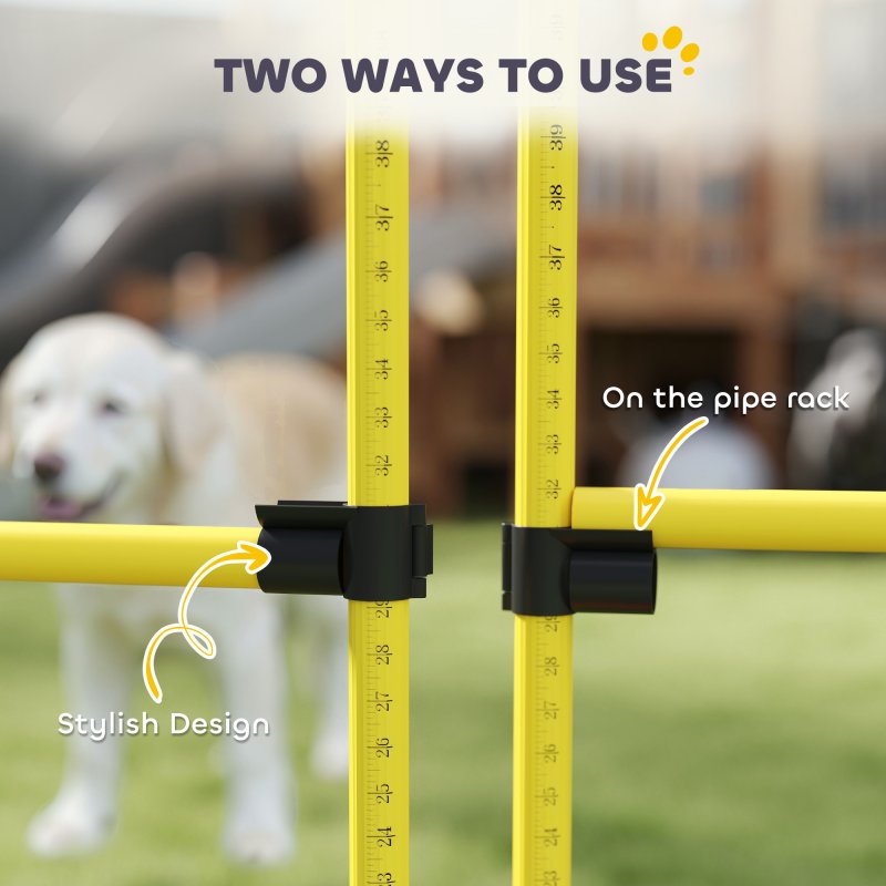 PawHut 4 Piece Agility Training Equipment for Dogs with Height Adjustable Jump Hurdle, Bag, Portable, Easy Assemble Dog Outdoor Obstacle Course for Training