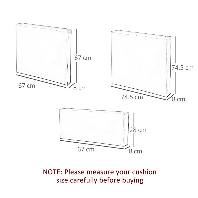 Outsunny Rattan Cushion Covers, Outdoor Seat Cushion Covers, Garden Furniture Covers Replacement - COVER ONLY, Cream White