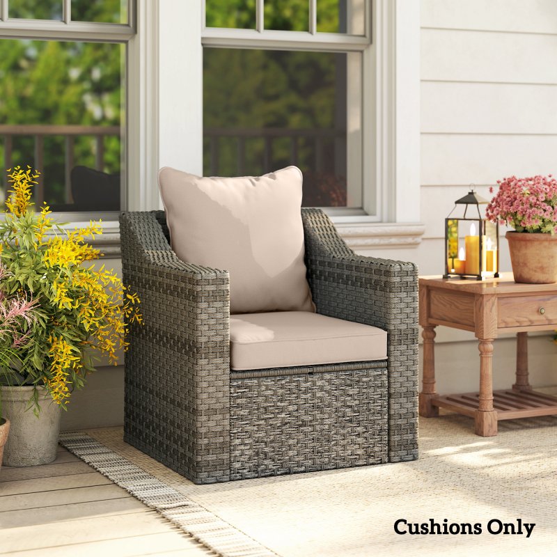 Outsunny Garden Chair Cushion Set with 1 Seat Cushion and 1 Back Pad for Dining Chair, Bench, Swing, Sofa, Water Repellent Outdoor Seat Pads for Indoor Outdoor Use, Beige