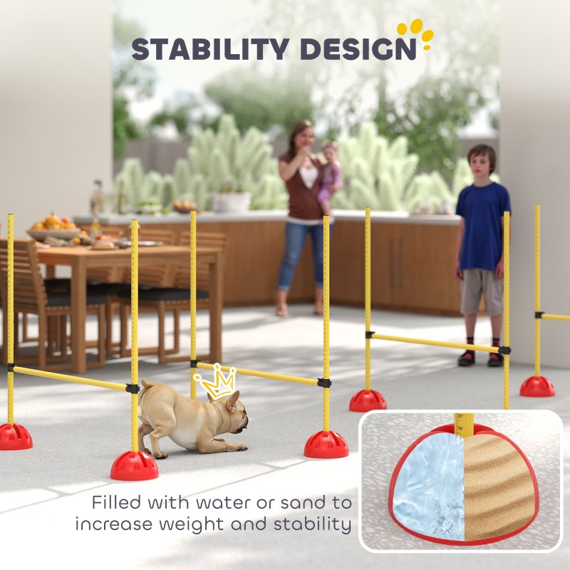 PawHut 4 Piece Agility Training Equipment for Dogs with Height Adjustable Jump Hurdle, Bag, Portable, Easy Assemble Dog Outdoor Obstacle Course for Training