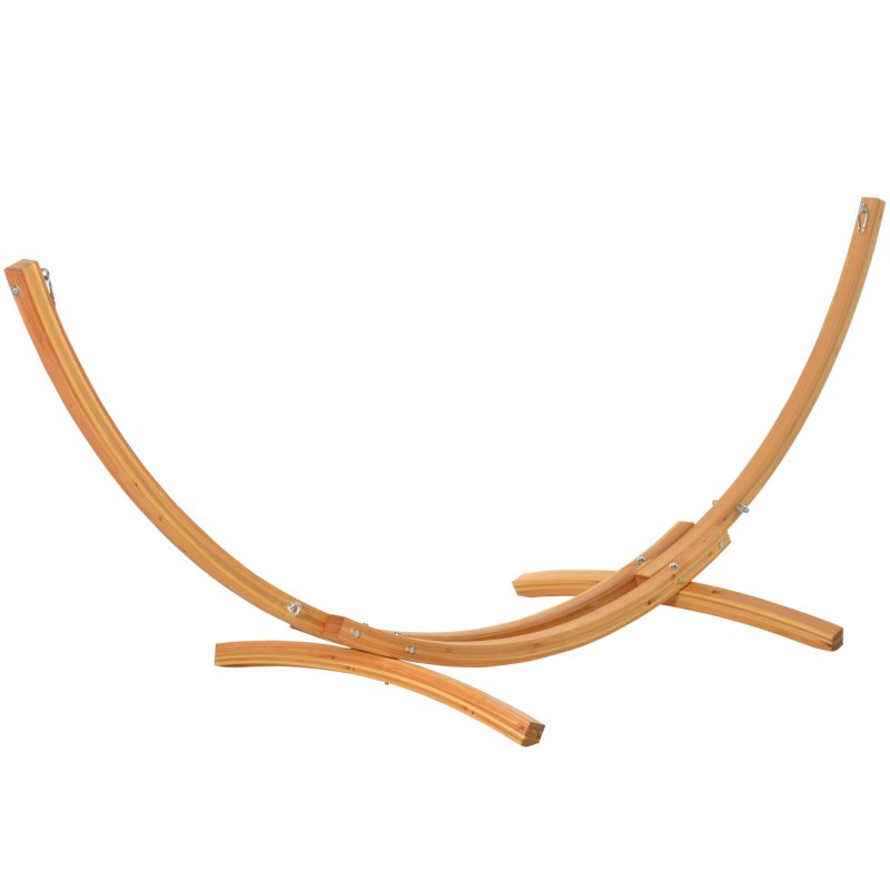 Outsunny 3(m) Wooden Hammock Stand, 1 Person Hammock Frame with Chain and Safety Buckles, Pine Wood Arc Stand for Garden, Patio, Outdoor and Indoor, Natural