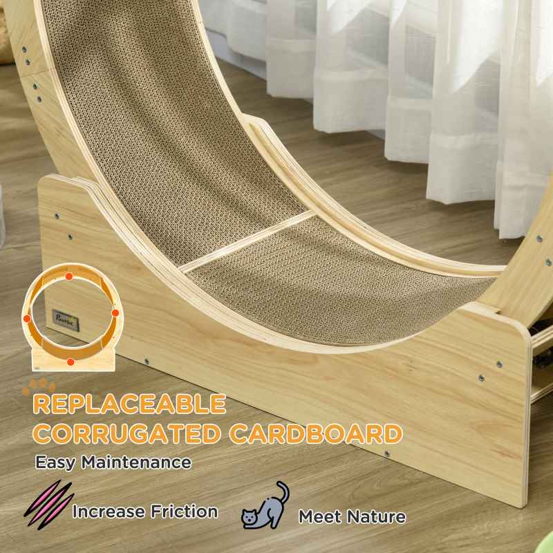 PawHut Cat Wheel for Indoor Cats, Cat Treadmill with Brake, Scratching Pads, Cat Exercise Wheel for Health - Oak Tone