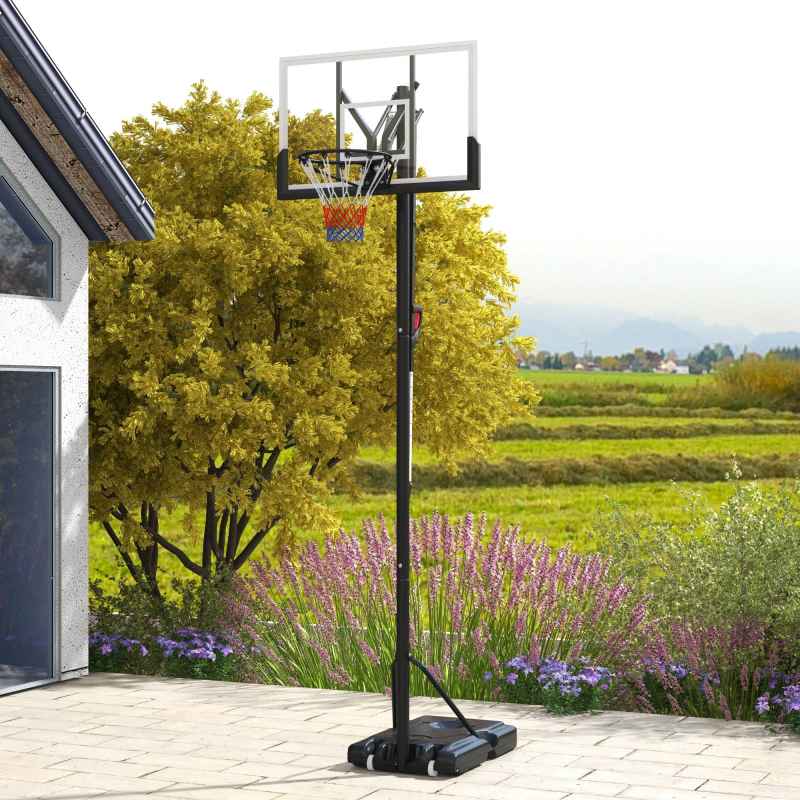 SPORTNOW Portable Basketball Hoop and Stand, Six-Level Height with Quick Lift, Shatter-Resistant Backboard and Wheels, Freestanding Basketball Hoop System for Junior, Adults - 2.35-3.05m