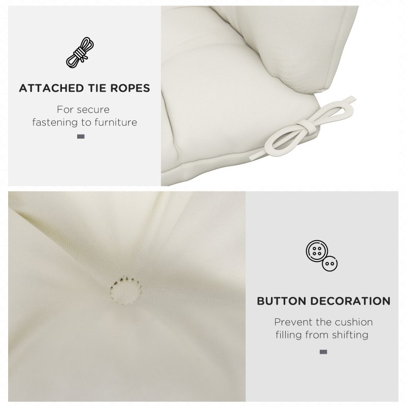 Outsunny Garden Back Chair Cushion, Comfortable Patio Seat Cushion Pad with Backrest for Outdoor & Indoor Use, Cream White