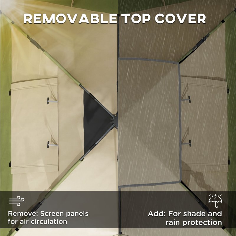 Outsunny Camping Tent, 3-4 Man Family Dome Tent, 2000mm Waterproof, with Carry Bag and Top Hook, for Fishing Hiking Festival, Quick Setup, Dark Green