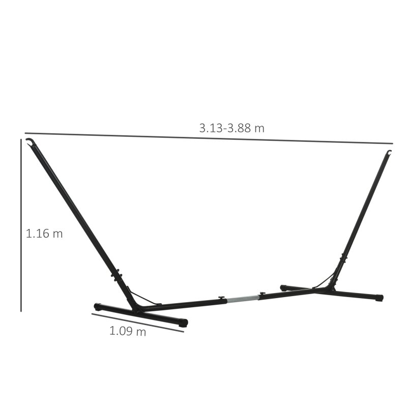 Outsunny 3.1-3.8m Adjustable Universal Hammock Stand Metal Frame Garden Camping Picnic Outdoor Patio Replacement - Stand Only