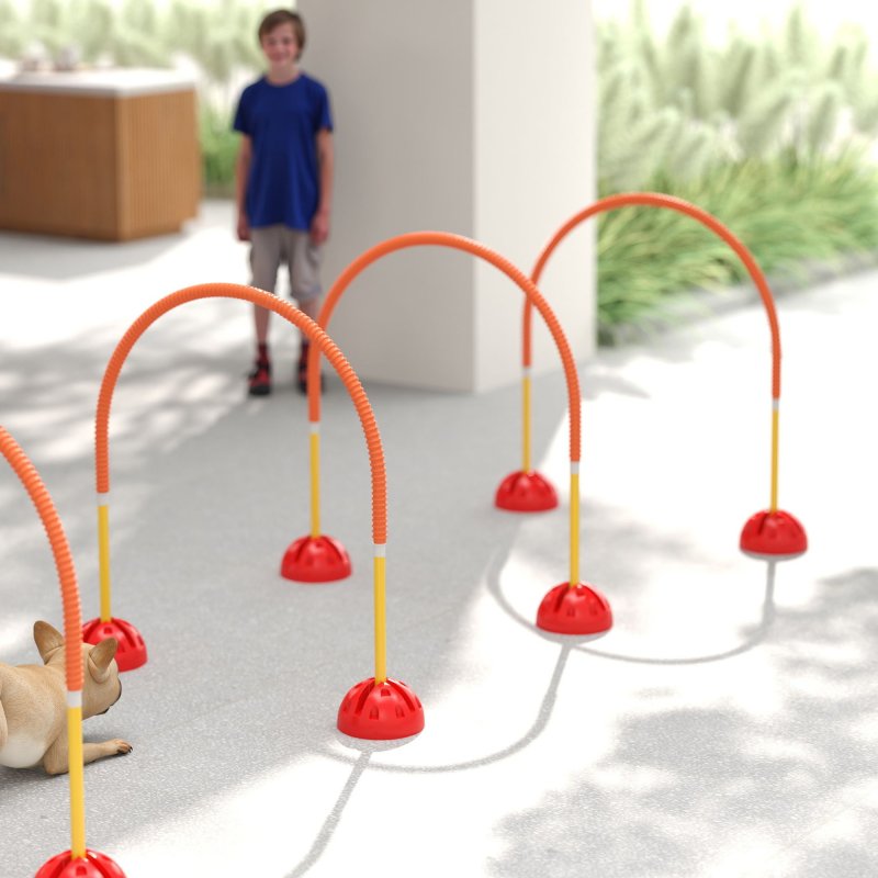 PawHut 4 Piece Dog Agility Training Equipment with 4 Adjustable Width Doors, Carry Bag, Easy to Assemble, Dog Obstacle Course for Garden, Orange