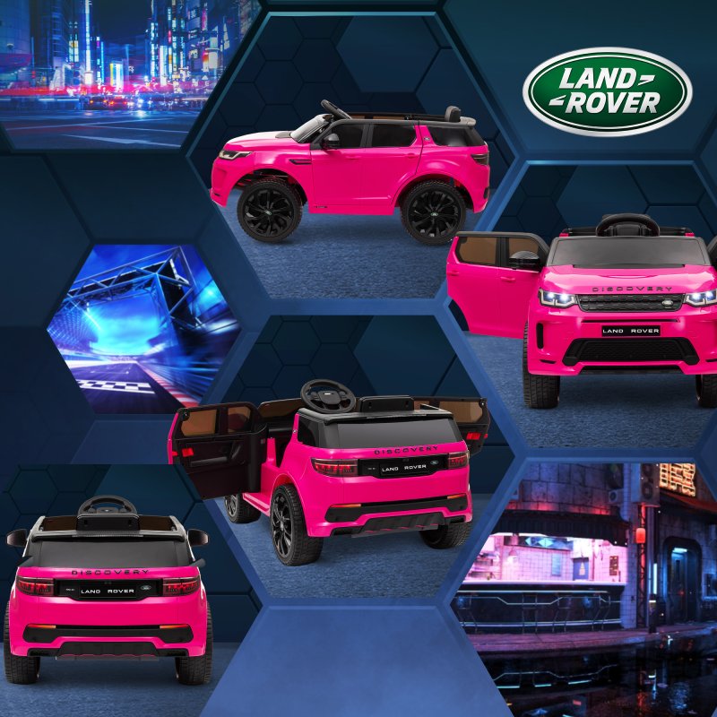 AIYAPLAY Land Rover Discovery Sport Licensed Kids Electric Car, 12V Ride on Car with Remote Control, LED Lights, Music, Horn, for Ages 3-6 Years, Pink
