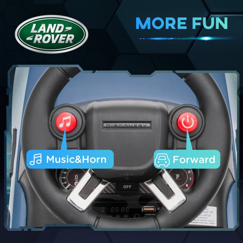 AIYAPLAY Land Rover Licensed 6V Kids Electric Ride On Car, 2-in-1 Sliding Car, Battery Powered Car with Headlights, Music, Horn, for 18-60 Months, Light Blue