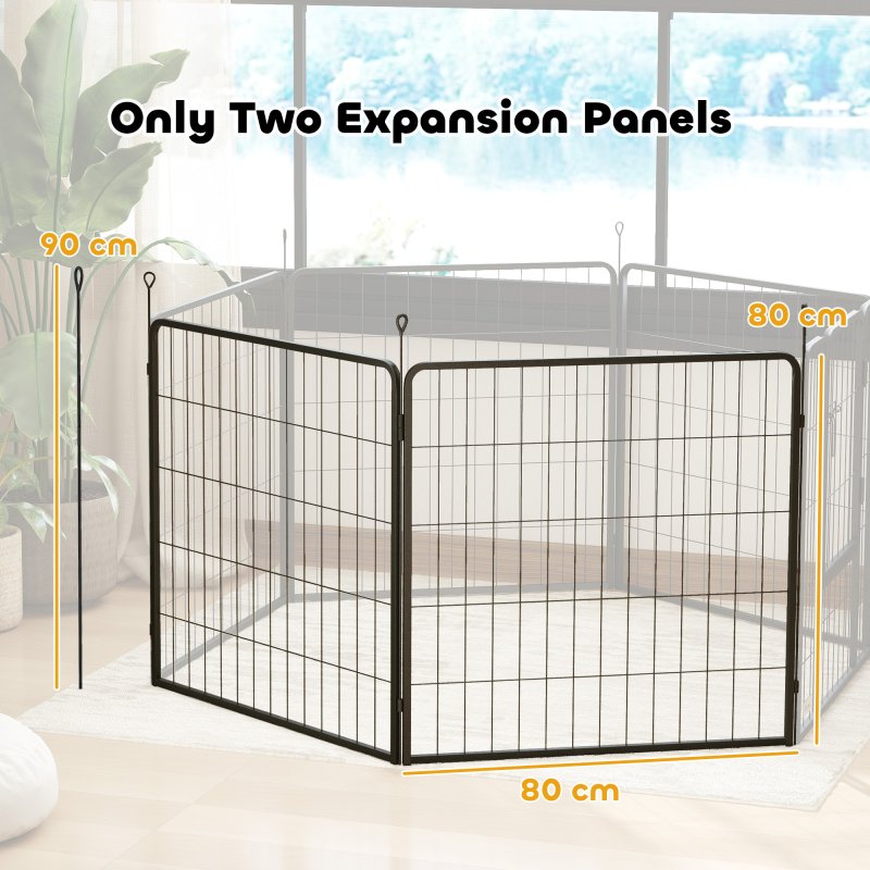 PawHut 2 Piece Dog Pen Expansion Pack for 80cm High Pet Playpen with 3 Connecting Stakes, Puppy Pen for Small and Medium Dogs