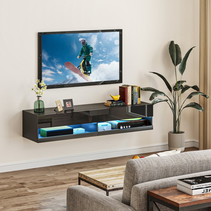 HOMCOM Floating TV Unit, Wall Mounted TV Cabinet for TVs up to 65