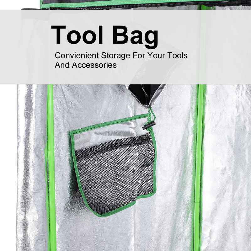 Outsunny Grow Tent Reflective Mylar Hydroponic with Adjustable Vents and Floor Tray for Indoor Plant Growing, 120 x 60 x 150 cm (47