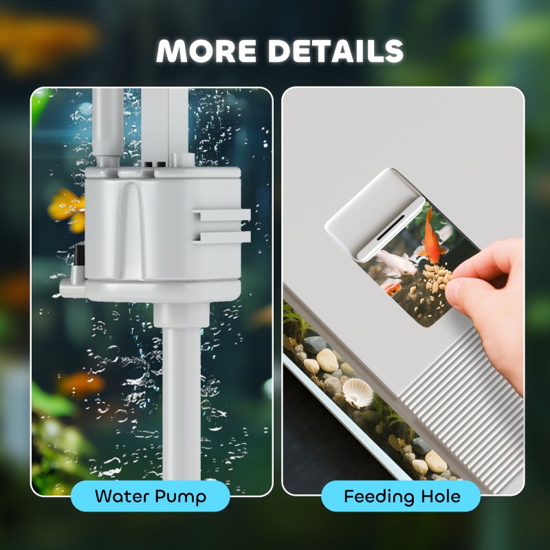 PawHut Fish Tank, 26L Glass Aquarium with Filter System, LED Lights, Water Pump, Betta Fish Tank for Goldfish, Shrimps, White