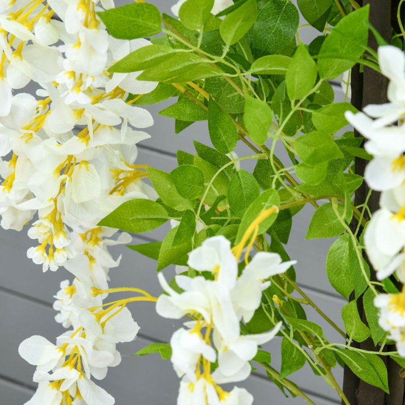 HOMCOM Artificial Realistic White Wisteria Tree Faux Decorative Plant in Nursery Pot for Indoor Outdoor D??cor, 160cm