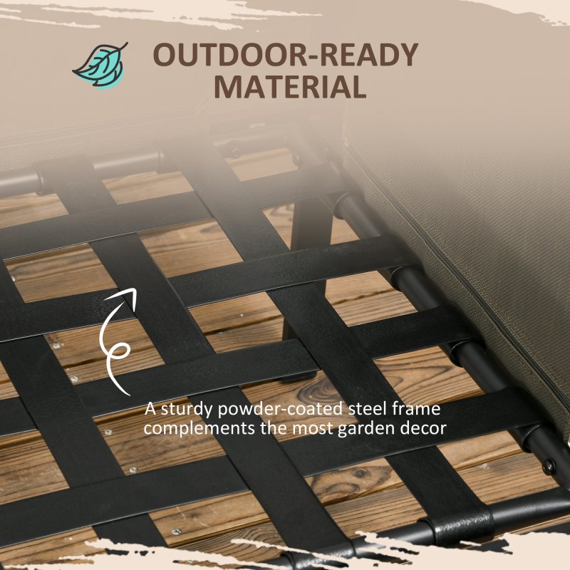 Outsunny 4 Piece Metal Garden Furniture Set with Tempered Glass Coffee Table, Texteline Pocket, Outdoor Set Loveseat Single Armchairs with Padded Cushions, Light Grey