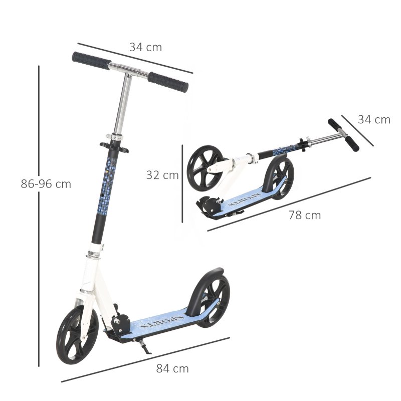 HOMCOM Kids Scooter, 2 Wheel Foldable Stunt Scooter with Adjustable Handles for 6 Years+, White