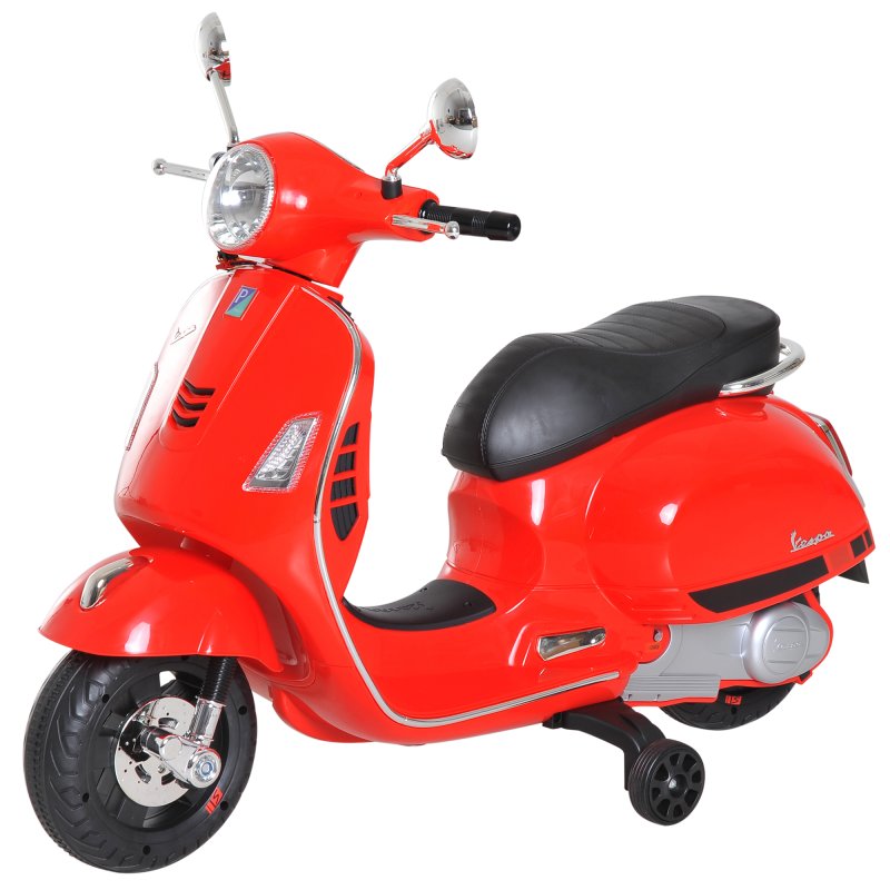 HOMCOM 6V Kids Electric Motorcycle Licensed Vespa Ride On Motorbike w/ MP3 Music LED Toy for 3-6 Years Old Red
