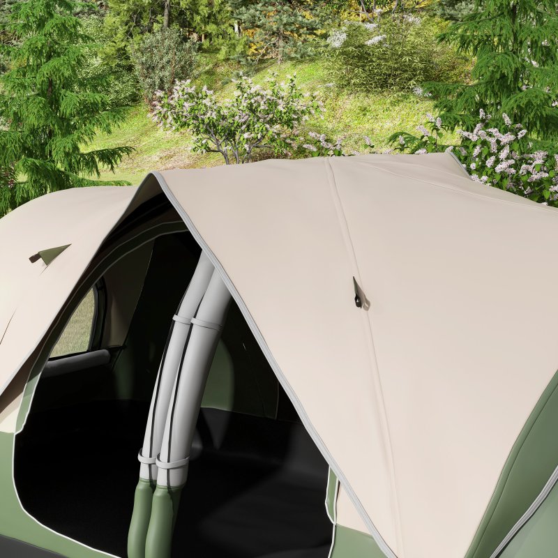 Outsunny 2 Bedroom Camping Tent for 6-8 Man, Large Family Tent with 2000mm Waterproof Rainfly and Screen Panels, Portable with Bag, for Fishing Hiking Festival, Dark Green