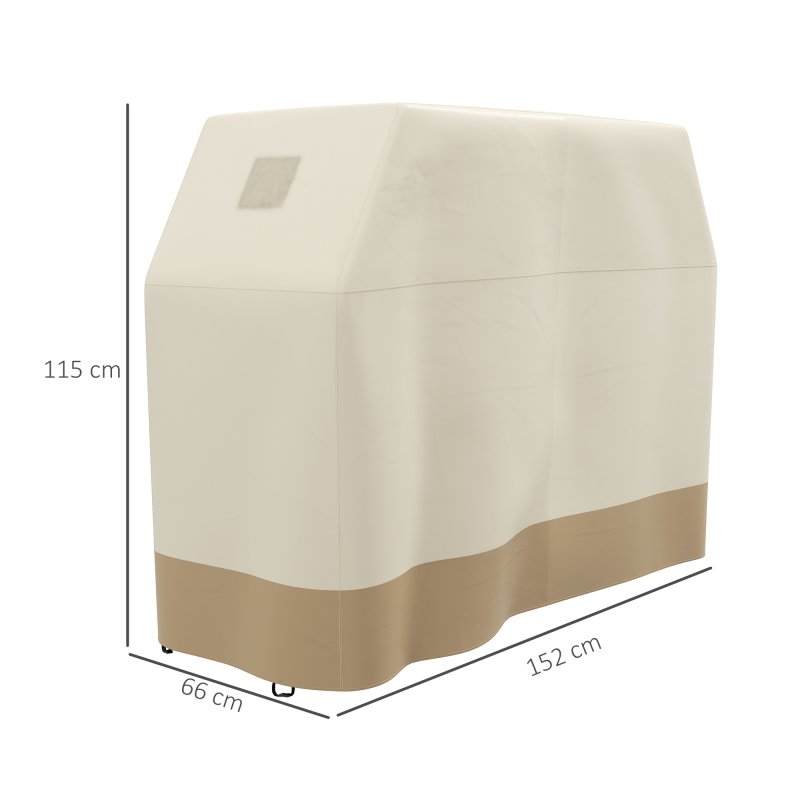Outsunny BBQ Cover for Rectangular Gas Grill, 300D Oxford Fabric Barbecue Covers, Waterproof UV Protection Rip-Proof, with Windproof Buckles, Beige, 152 x 66 x 115cm