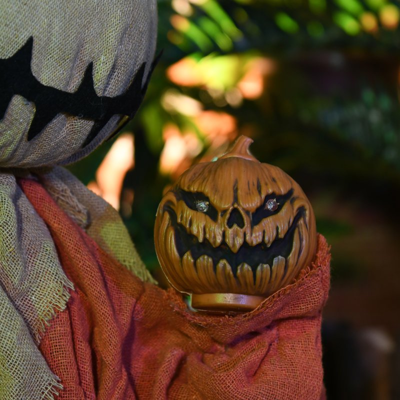 HOMCOM 77cm Outdoor Halloween Decoration Scarecrow, Standing Scarecrow Prop Life Size with Sound and Motion Activated, Light Up Eyes, Howling Sound, Posable Arms, Moving Hands