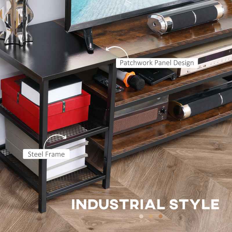 HOMCOM TV Unit Cabinet for TVs up to 60 Inches, Industrial TV Stand with Storage Shelves for Living Room