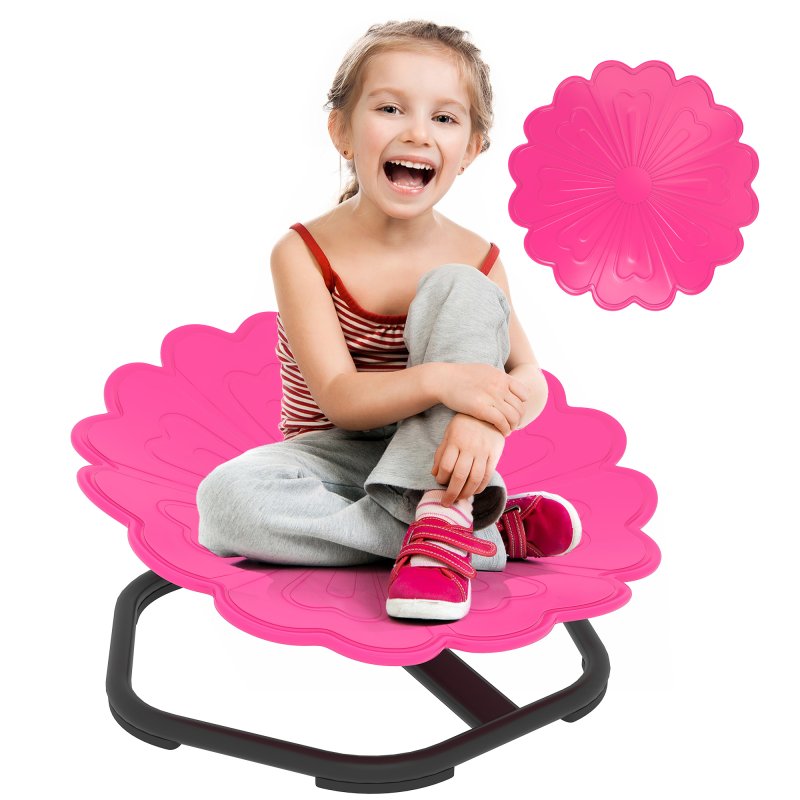 AIYAPLAY Kids Spinning Chair for Autism, Sensory Swivel Chair for ADHD Children, Flower Shaped Sit and Spin Wobble Chair with Metal Base & Non-Slip, Sensory Balance Toy for 3-8 Years Old, Pink