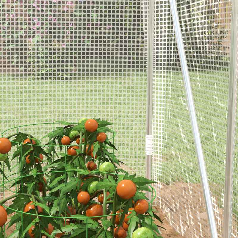 Outsunny 3 x 2 x 2m Polytunnel Greenhouse with Hinged Door, Walk-in Grow House Tent with UV-resistant PE Cover, Galvanised Steel Frame, Clamps, White
