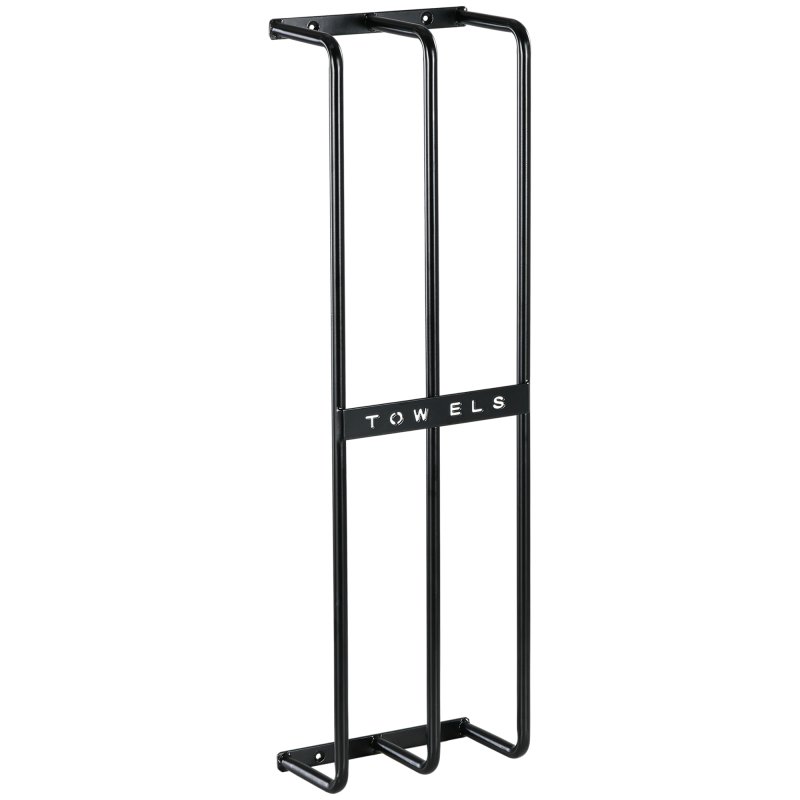 HOMCOM Towel Rack Wall Mounted, Metal Towel Rail Holds Up to 6 Large Size (150 x 100cm) Rolled Towels, 3 Bar Towel Storage for Bathroom, 21 x 12 x 74cm, Black