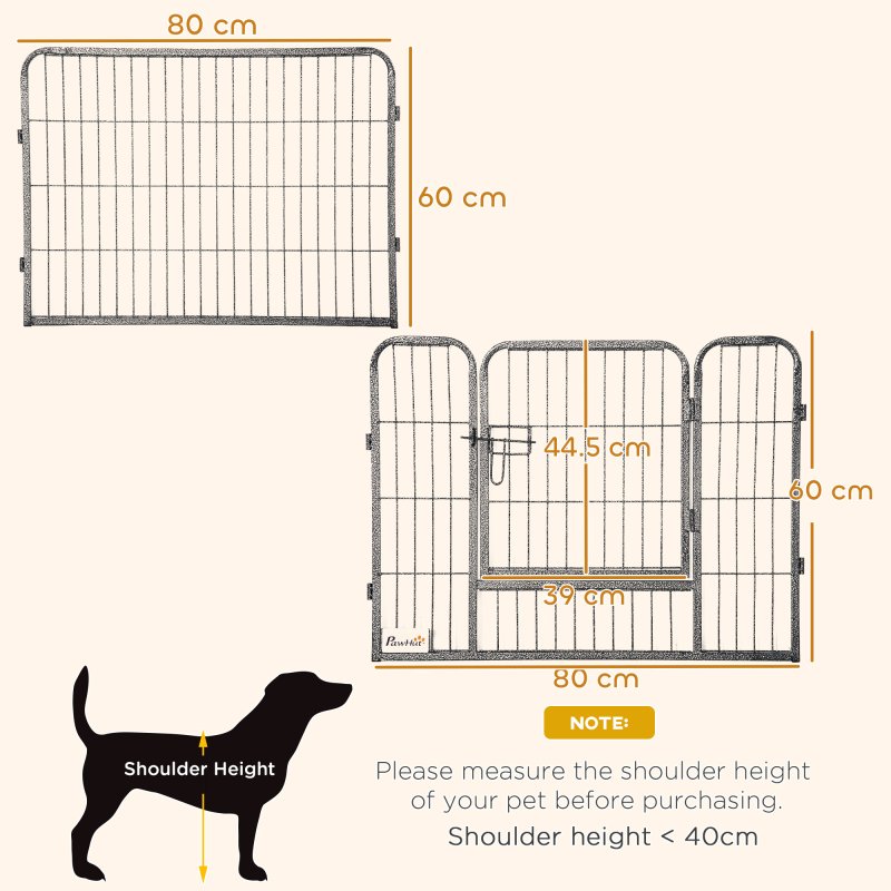 PawHut Dog Pen 16 Panels Puppy Pen Heavy Duty Pet Playpen for Indoor Outdoor for Dogs, Rabbits, Ducks 60cm High