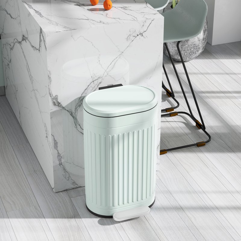 HOMCOM 30 Litre Pedal Bin, Fingerprint Proof Kitchen Bin with Soft-close Lid, Metal Rubbish Bin with Foot Pedal and Removable Inner Bucket