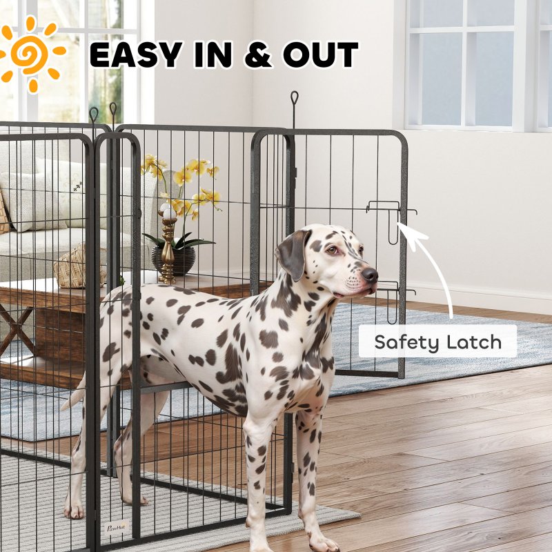 PawHut Dog Pen, 12 Panel Puppy Pen, Steel Dog Playpen, for Medium Breeds, 100cm Tall, Black
