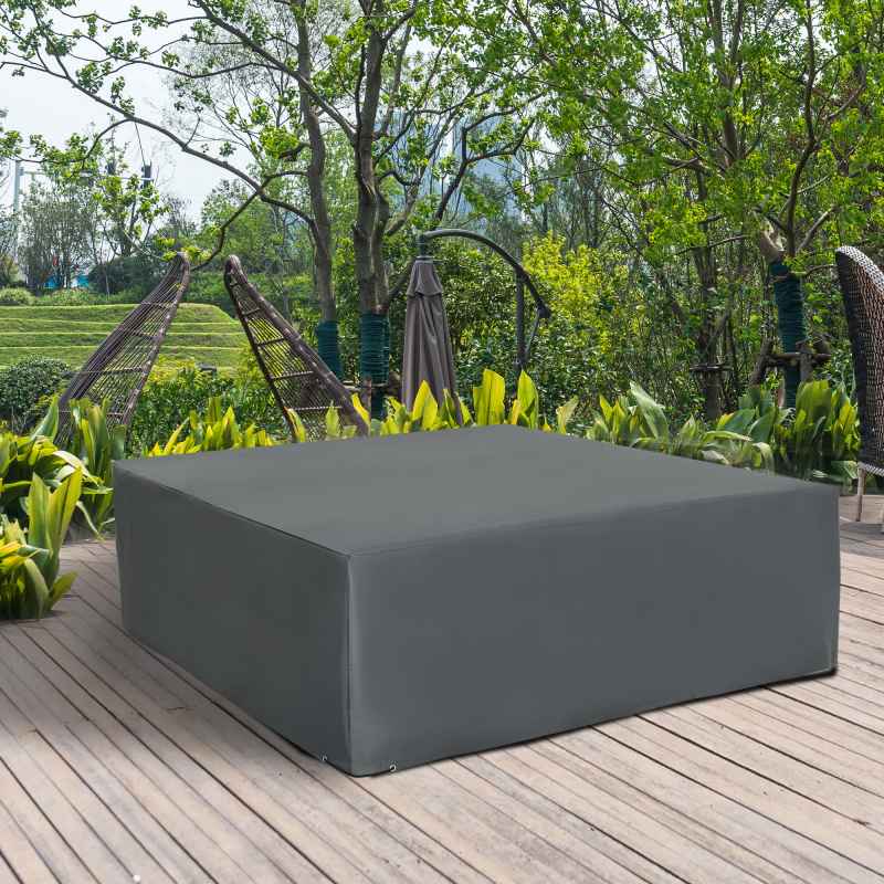 Outsunny 600D Oxford Outdoor Garden Furniture Sofa Set Cover, Waterproof Anti-UV Rattan Sun Lounger Protection Protector Cover, 205L x 192W x 61Hcm, Grey