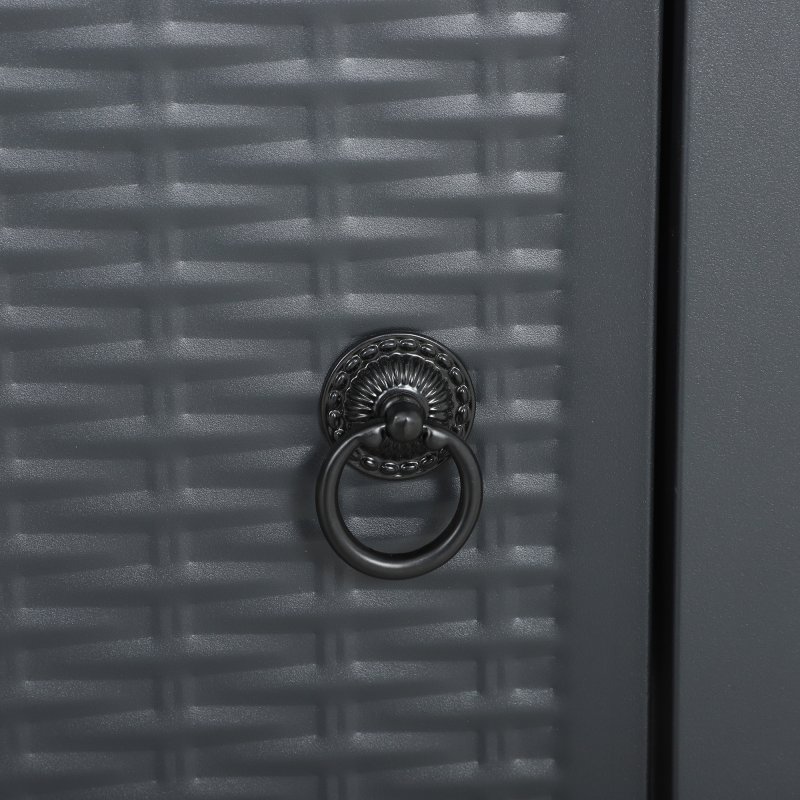 Outsunny Square Propane Gas Fire Pit Table, 40000 BTU Rattan Smokeless Firepit Patio Heater with Lava Rocks and Lid, 71cm x 71cm x 62cm, Dark Grey