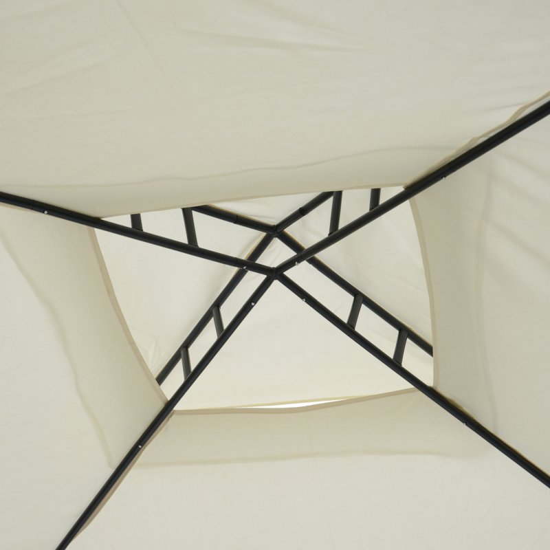 Outsunny 3 x 3 m Metal Gazebo, Garden Pavillion, Double Roof Outdoor Canopy Shelter with Mesh Sidewalls, Cream White