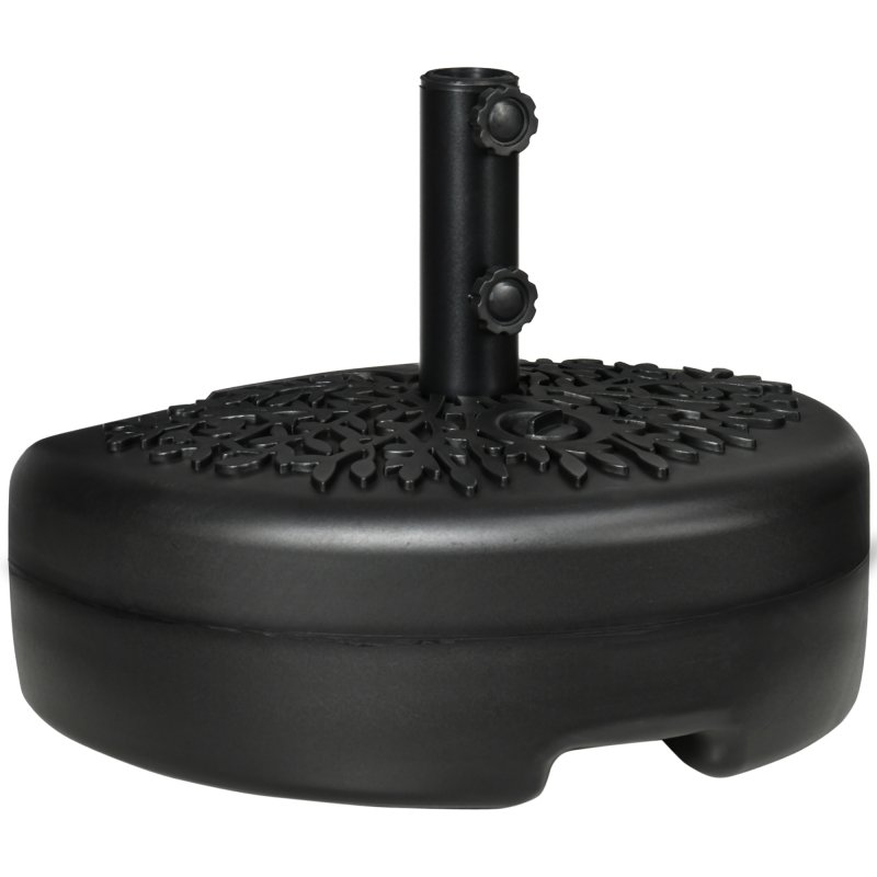Outsunny Half Round Umbrella Base, Half Patio Parasol Stand Holder for Deck, Garden, 18 kg Capacity Water or 21 kg Capacity Sand, Fit 3.8 cm or 4.8 cm Pole, Black