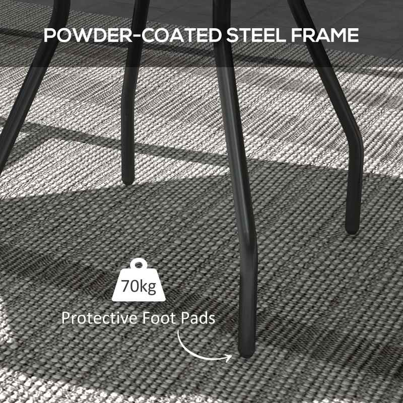 Outsunny ??60 cm Garden Round Coffee Table,  Outdoor Side Table with Tempered Glass Printed Table Top and Foot Pads for Porch, Balcony, Tan Brown