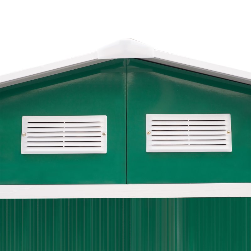 Outsunny 9 x 6ft Metal Garden Shed, Outdoor Storage Tool House with Ventilation Slots, Foundation Kit and Lockable Double Doors, Green