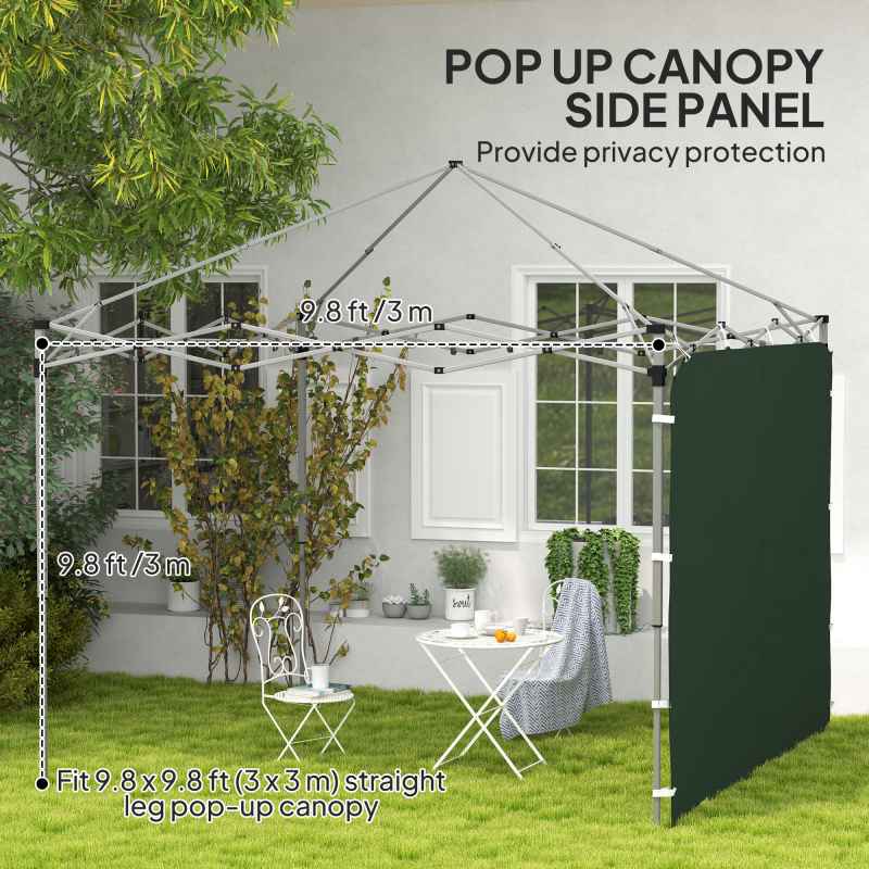 Outsunny Gazebo Side Panel, Canopy Sidewall Panel with 4 Mesh Bags and 2 Storage Pockets for 3 x 3 m Straight Leg Pop Up Gazebos, 1 Pack Sidewall Only, Green