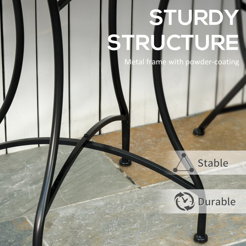 Outsunny 60 cm Mosaic Garden Table, Small Round Outdoor Side Table with Ceramic Top, Plant Stand for Patio, Balcony, Grey and Green