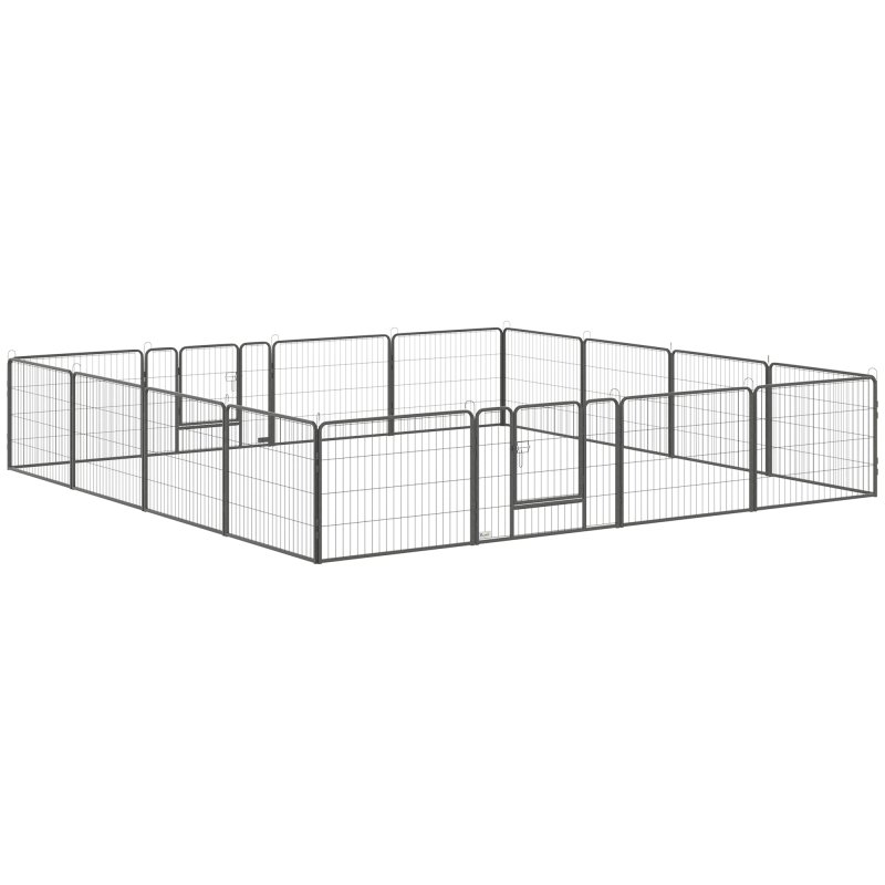 PawHut Dog Pen 16 Panels Puppy Pen Heavy Duty Pet Playpen for Indoor Outdoor for Dogs, Rabbits, Ducks 60cm High