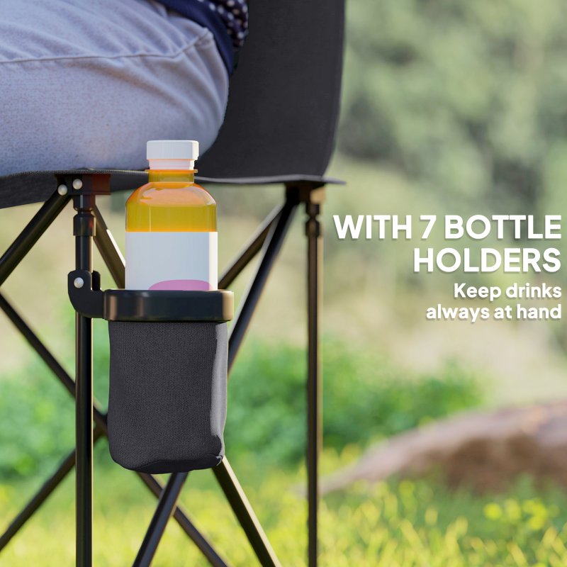 Outsunny 6 Seater Folding Bench, Outdoor Camping Chair Portable Sports Spectator Chair with Metal Frame, Cup Holder & Carry Bag, Charcoal Grey